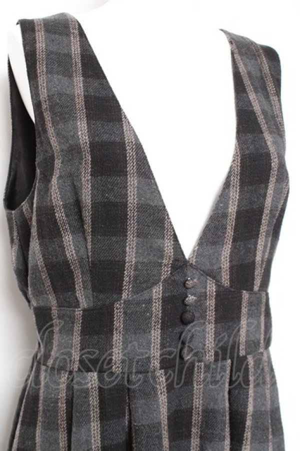 画像3: axes femme / シャギーチェックジャンスカ M 黒 Y-26-01-31-112-AX-OP-SZ-ZY (3)