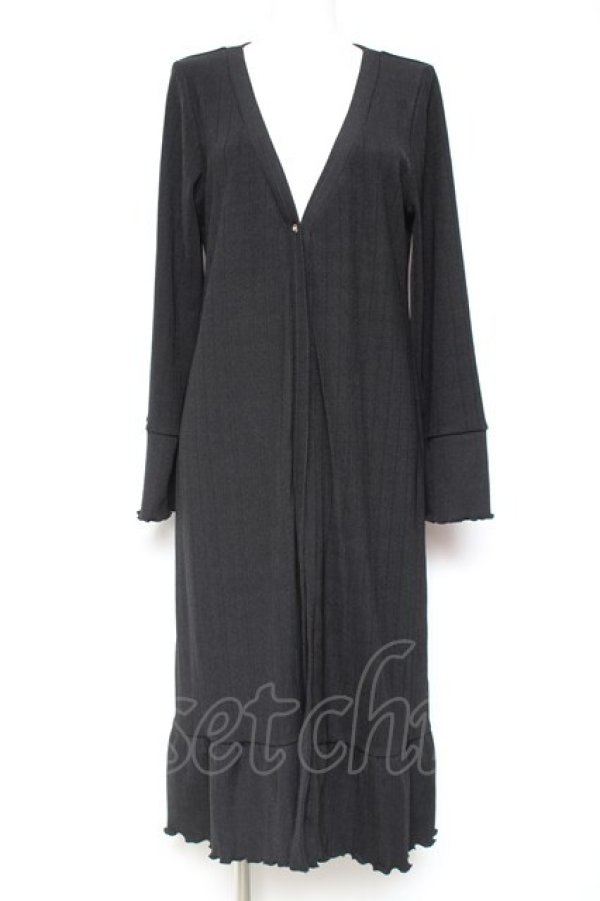 画像1: axes femme / 後ろプリーツロングカーディガン M 黒 Y-26-01-31-114-AX-TO-SZ-ZY (1)