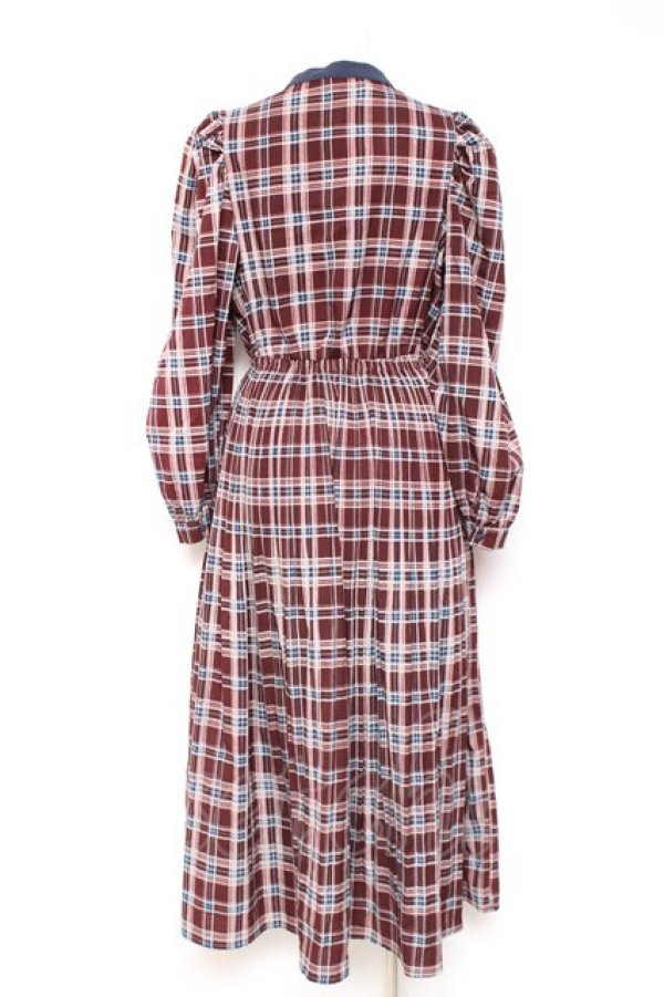 画像2: axes femme POETIQUE / 配色チェックワンピース M ワイン Y-26-01-31-117-AX-OP-SZ-ZY (2)