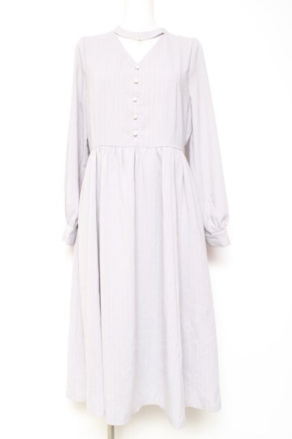 画像1: axes femme POETIQUE / チョーカーデザインロングワンピース M ラベンダー Y-26-01-31-120-AX-OP-SZ-ZY (1)