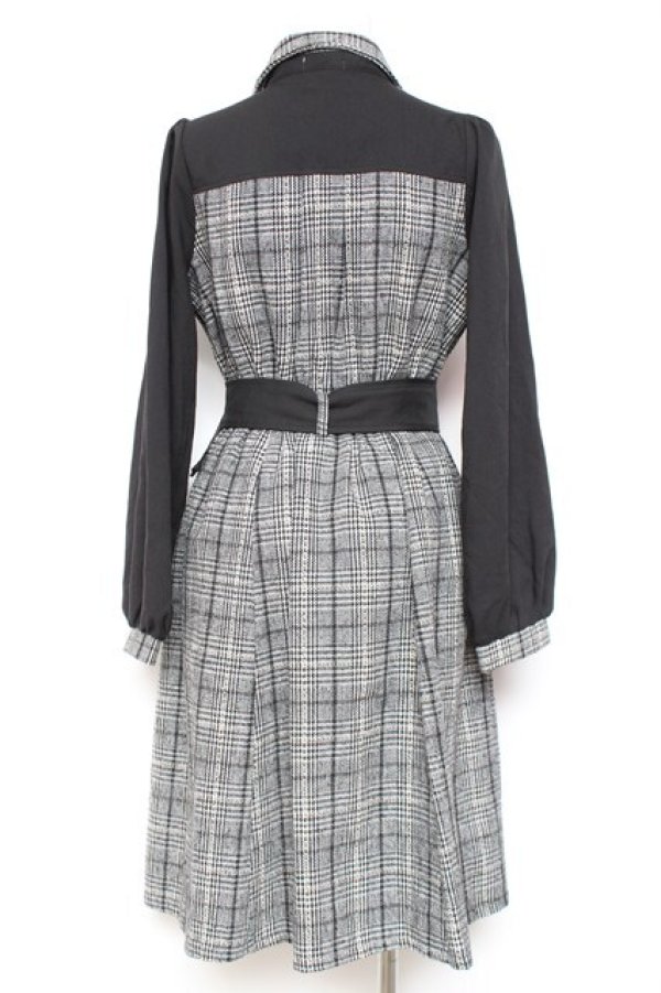 画像2: axes femme POETIQUE / 襟刺繍ドッキングワンピース M 黒 Y-26-01-31-122-AX-OP-SZ-ZY (2)