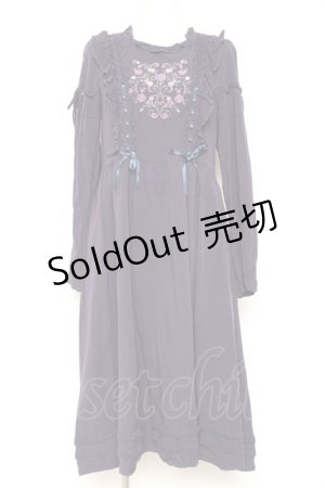 画像: axes femme POETIQUE / フロント刺繍長袖ワンピ M 紫 Y-26-01-31-123-AX-OP-SZ-ZY