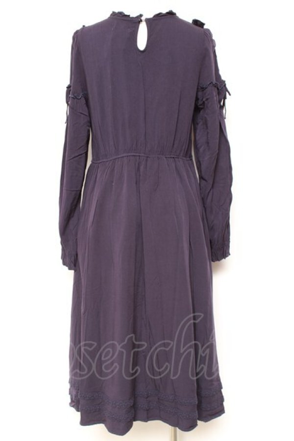 画像2: axes femme POETIQUE / フロント刺繍長袖ワンピ M 紫 Y-26-01-31-123-AX-OP-SZ-ZY (2)