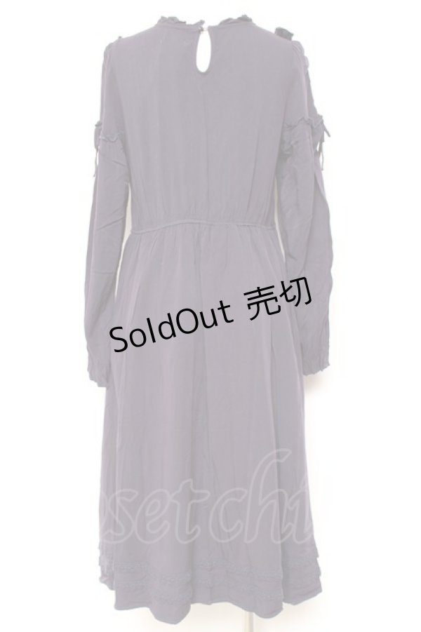 画像2: axes femme POETIQUE / フロント刺繍長袖ワンピ M 紫 Y-26-01-31-123-AX-OP-SZ-ZY (2)