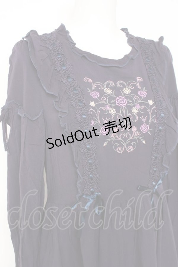 画像3: axes femme POETIQUE / フロント刺繍長袖ワンピ M 紫 Y-26-01-31-123-AX-OP-SZ-ZY (3)