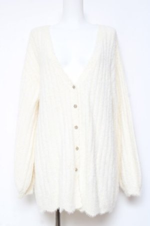 画像: axes femme POETIQUE / フェザーロングニットカーディガン M 生成り Y-26-01-31-124-AX-TO-SZ-ZY