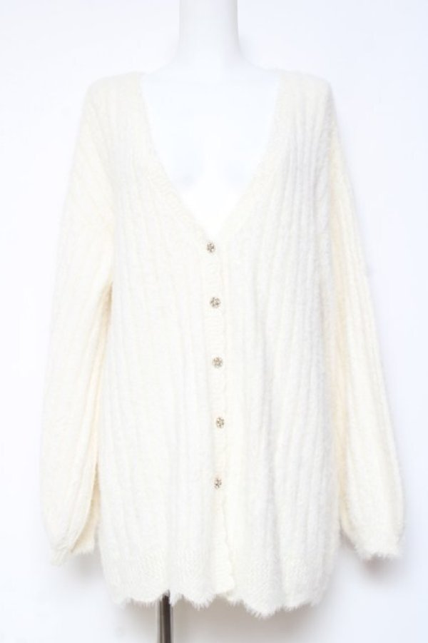 画像1: axes femme POETIQUE / フェザーロングニットカーディガン M 生成り Y-26-01-31-124-AX-TO-SZ-ZY (1)