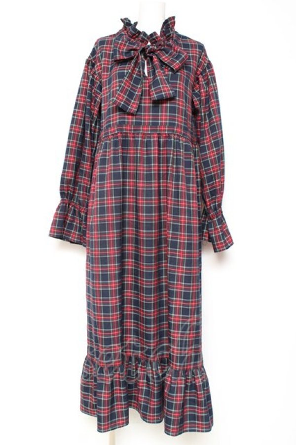 画像1: merry jenny / チェックワンピース  紺 Y-26-01-31-126-LO-OP-SZ-ZY (1)