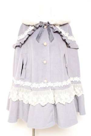 画像: axes femme kawaii / ローズフリルケープコート M サックス Y-26-01-31-131-AX-CO-SZ-ZT0203F