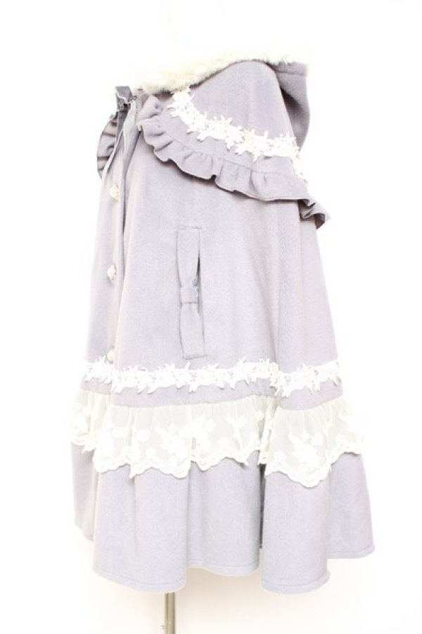 画像2: axes femme kawaii / ローズフリルケープコート M サックス Y-26-01-31-131-AX-CO-SZ-ZT0203F (2)