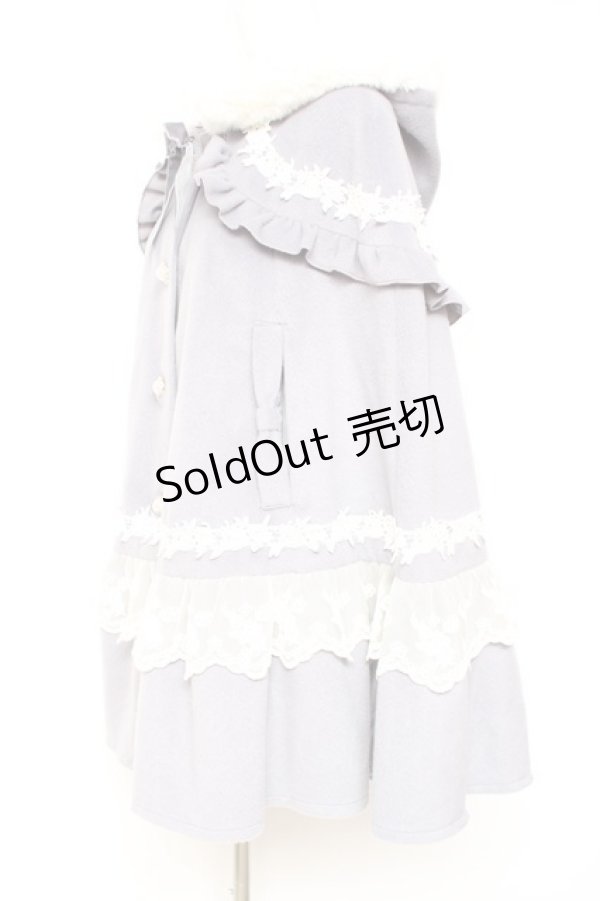 画像2: axes femme kawaii / ローズフリルケープコート M サックス Y-26-01-31-131-AX-CO-SZ-ZTC071 (2)