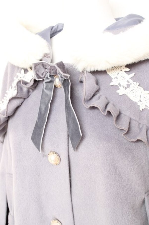 画像4: axes femme kawaii / ローズフリルケープコート M サックス Y-26-01-31-131-AX-CO-SZ-ZT0203F (4)