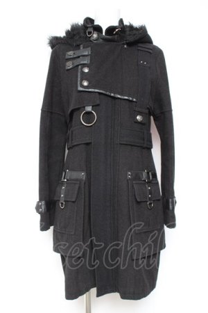 画像: SEX POT ReVeNGe / ファーフードベルトデザインコート M 黒 Y-26-01-31-137-SP-CO-SZ-ZY