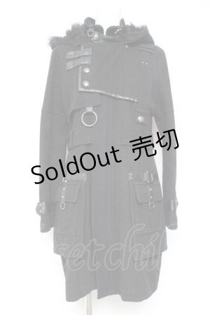 画像: SEX POT ReVeNGe / ファーフードベルトデザインコート M 黒 Y-26-01-31-137-SP-CO-SZ-ZY