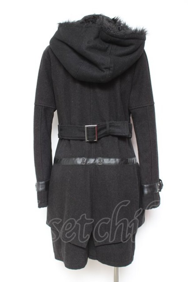 画像3: SEX POT ReVeNGe / ファーフードベルトデザインコート M 黒 Y-26-01-31-137-SP-CO-SZ-ZY (3)