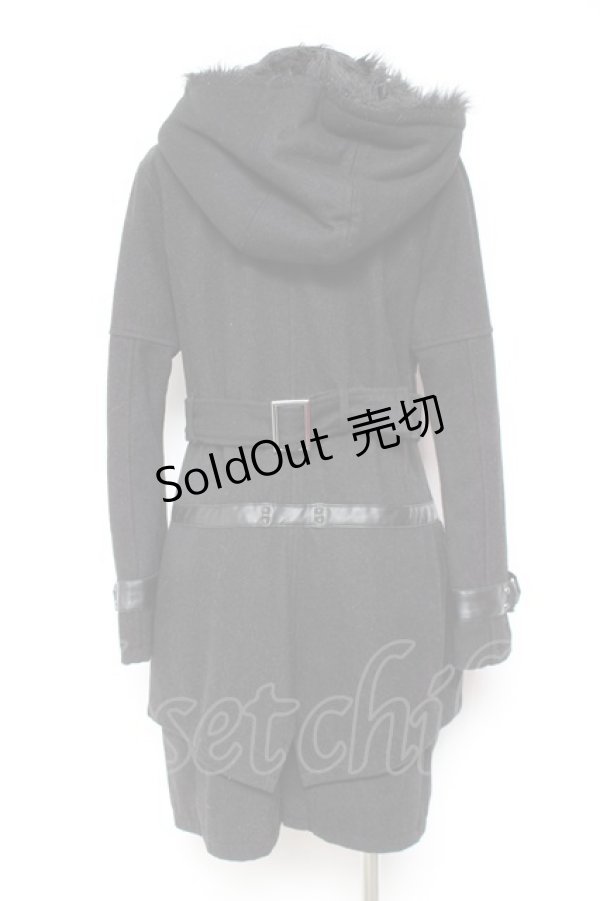 画像3: SEX POT ReVeNGe / ファーフードベルトデザインコート M 黒 Y-26-01-31-137-SP-CO-SZ-ZY (3)