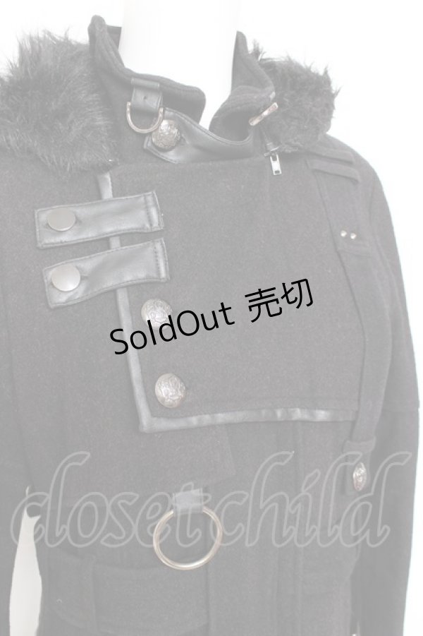 画像4: SEX POT ReVeNGe / ファーフードベルトデザインコート M 黒 Y-26-01-31-137-SP-CO-SZ-ZY (4)