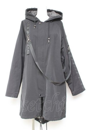 画像: Deorart / ベルトカスタムデザイン中綿ロングモッズコート M 黒 Y-26-01-31-138-PU-CO-SZ-ZT0203F