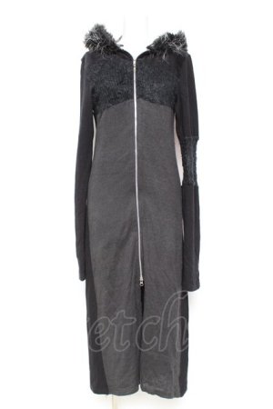 画像: Sixh / ファーフード切替ロングパーカー  黒 Y-26-01-31-139-HN-TO-SZ-ZT0203F