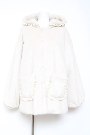 画像: merry jenny / フリルフードフェイクファージャケット F アイボリー Y-26-01-31-141-LO-CO-SZ-ZY