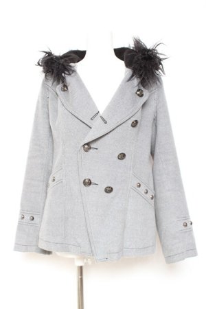 画像: ALGONQUINS / ファーフードW釦コート  グレー Y-26-01-31-144-AL-CO-SZ-ZY