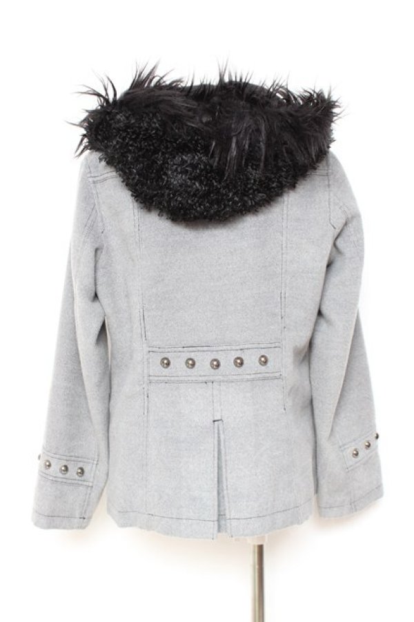 画像3: ALGONQUINS / ファーフードW釦コート  グレー Y-26-01-31-144-AL-CO-SZ-ZY (3)