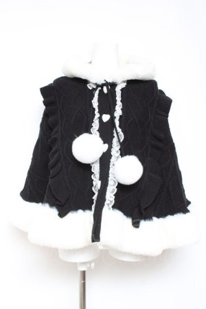 画像: Ank Rouge / うさちゃんニットポンチョ M 黒 Y-26-01-31-146-CA-CO-SZ-ZY