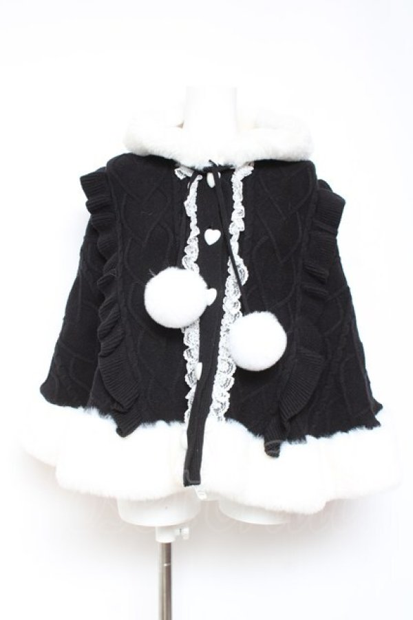 画像1: Ank Rouge / うさちゃんニットポンチョ M 黒 Y-26-01-31-146-CA-CO-SZ-ZY (1)