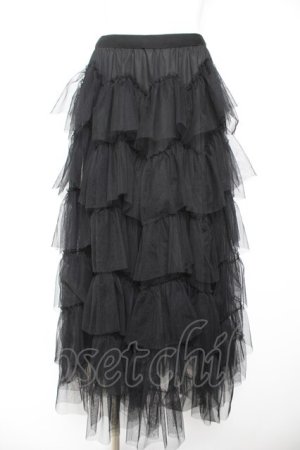 画像: Ozz oneste / チュールウエーブフリルスカート  黒 Y-26-01-31-147-OO-SK-SZ-ZY