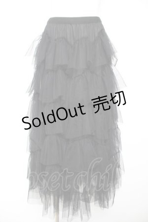 画像: Ozz oneste / チュールウエーブフリルスカート  黒 Y-26-01-31-147-OO-SK-SZ-ZS