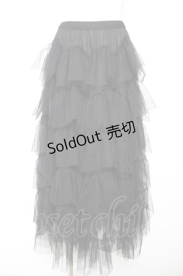 画像1: Ozz oneste / チュールウエーブフリルスカート  黒 Y-26-01-31-147-OO-SK-SZ-ZS (1)
