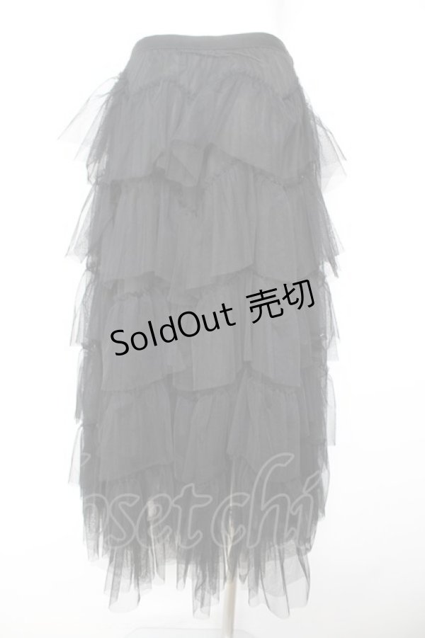 画像2: Ozz oneste / チュールウエーブフリルスカート  黒 Y-26-01-31-147-OO-SK-SZ-ZS (2)