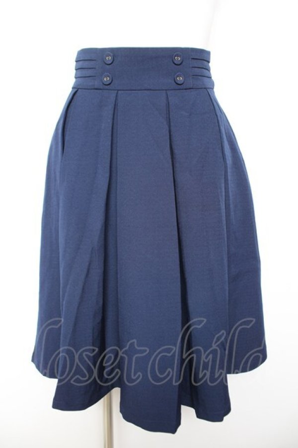 画像1: F&A / ダブル釦ボックスプリーツスカート F ネイビー Y-26-01-31-148-LO-SK-SZ-ZY (1)