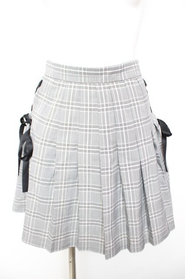 画像1: Ank Rouge / サイドスピンドルチェックプリーツスカート M グレー Y-26-01-31-151-CA-SK-SZ-ZY (1)