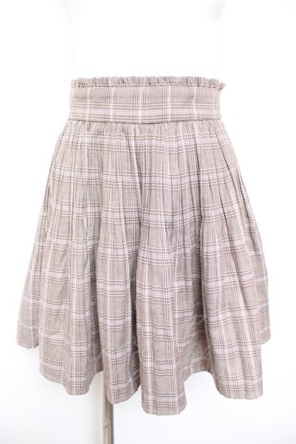 画像1: Ank Rouge / チェック柄プリーツスカート M ブラウン Y-26-01-31-152-CA-SK-SZ-ZY (1)