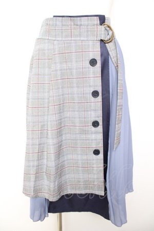 画像: axes femme / チェック×プリーツスカート M ブルー Y-26-01-31-153-AX-SK-SZ-ZY