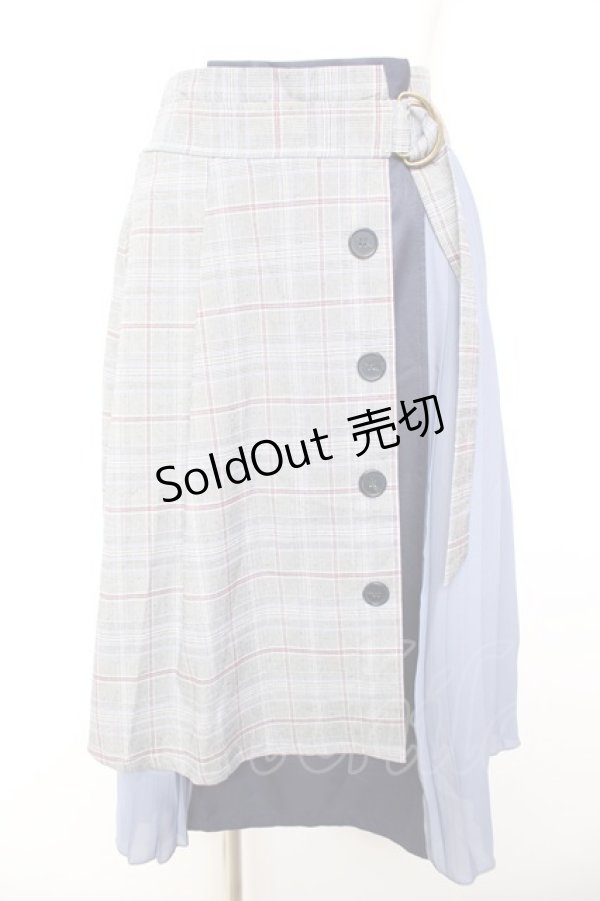 画像1: axes femme / チェック×プリーツスカート M ブルー Y-26-01-31-153-AX-SK-SZ-ZY (1)
