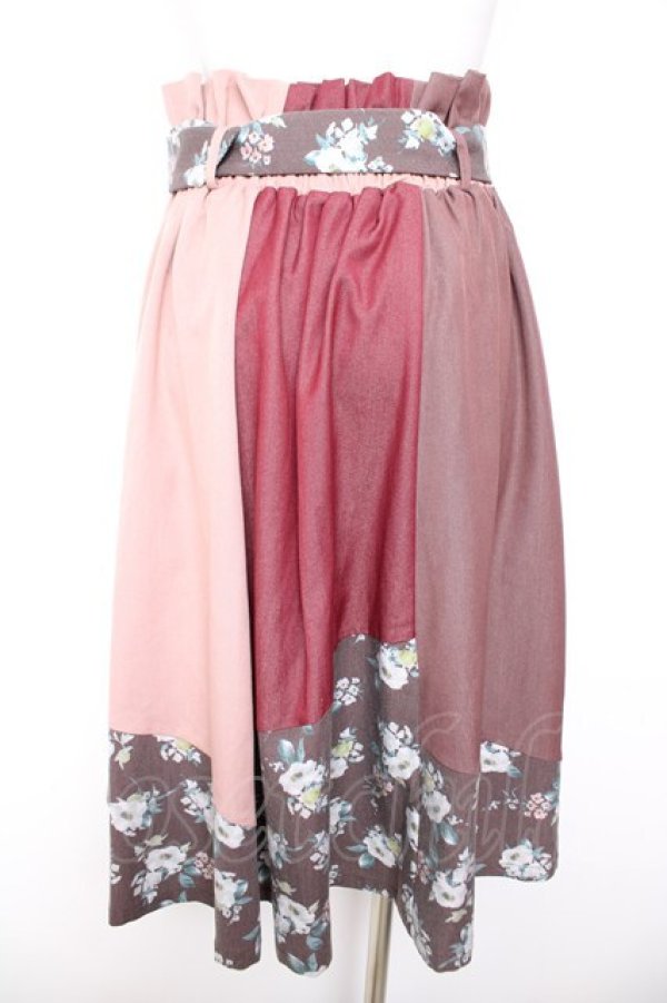 画像2: axes femme / パッチワークスカート M アカ Y-26-01-31-154-AX-SK-SZ-ZY (2)