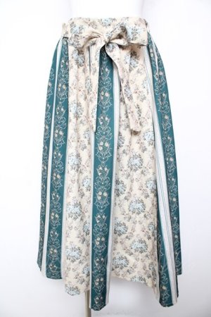 画像: axes femme / オーナメント×花柄切替スカート M グリーン Y-26-01-31-156-AX-SK-SZ-ZY