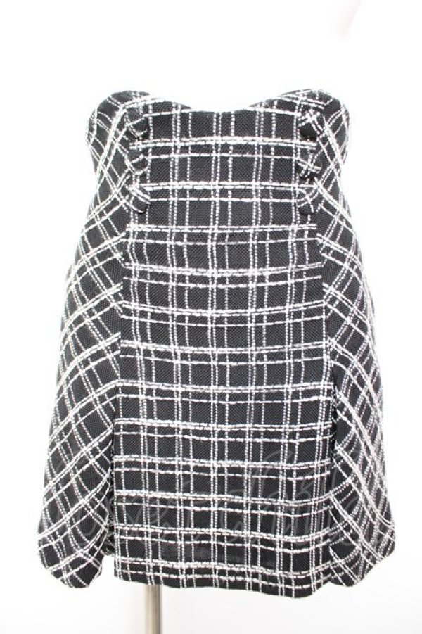 画像1: pium / ハイウエストボックスタックツイードミニスカート F 黒 Y-26-01-31-158-LO-SK-SZ-ZY (1)