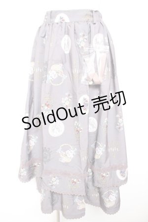 画像: axes femme / アンティークフルーツ柄スカート  グレージュ Y-26-01-31-160-AX-SK-SZ-ZY