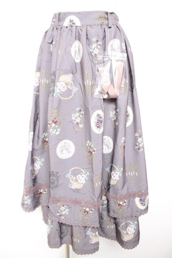 画像1: axes femme / アンティークフルーツ柄スカート  グレージュ Y-26-01-31-160-AX-SK-SZ-ZY (1)