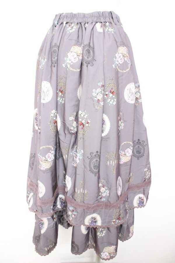 画像2: axes femme / アンティークフルーツ柄スカート  グレージュ Y-26-01-31-160-AX-SK-SZ-ZY (2)