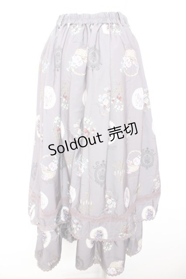 画像2: axes femme / アンティークフルーツ柄スカート  グレージュ Y-26-01-31-160-AX-SK-SZ-ZY (2)