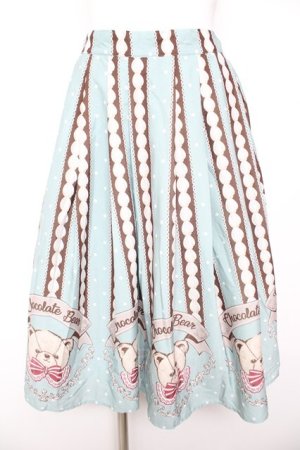 画像: axes femme kawaii / チョコベア柄スカート M ミント Y-26-01-31-170-AX-SK-SZ-ZY