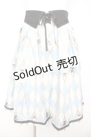 画像: axes femme kawaii / ダイヤ柄襟付きスカート M サックス Y-26-01-31-173-AX-SK-SZ-ZS