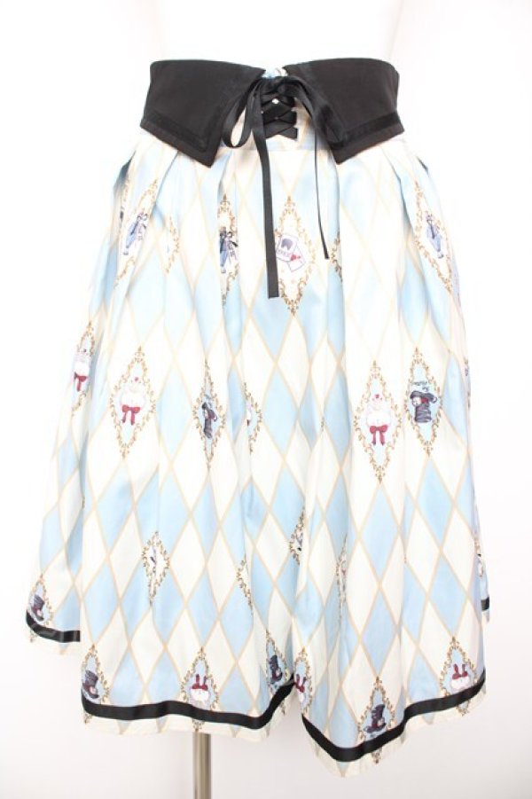 画像1: axes femme kawaii / ダイヤ柄襟付きスカート M サックス Y-26-01-31-173-AX-SK-SZ-ZY (1)