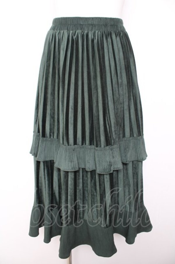 画像1: axes femme / フリルベロアスカート M グリーン Y-26-01-31-180-AX-SK-SZ-ZY (1)