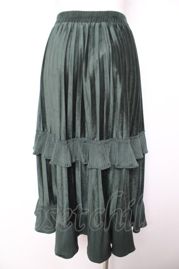 画像2: axes femme / フリルベロアスカート M グリーン Y-26-01-31-180-AX-SK-SZ-ZY (2)