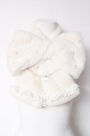 画像: NOEMIE / リボンファーマフラー  白 Y-26-01-31-030-LO-ZA-SZ-ZY